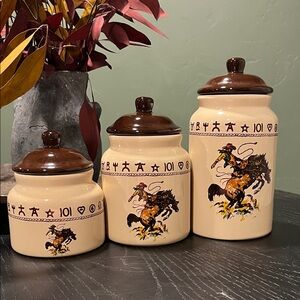 Western Themed Ceramic Canister Set